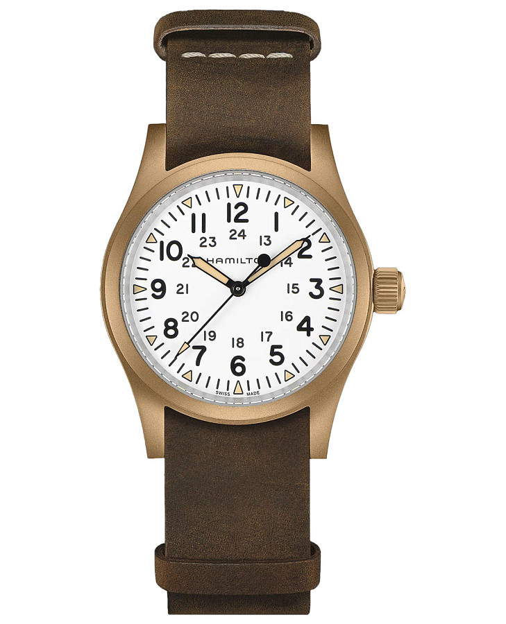Часы Hamilton Khaki Field Mechanical Bronze H69459510 — мужские, белый
