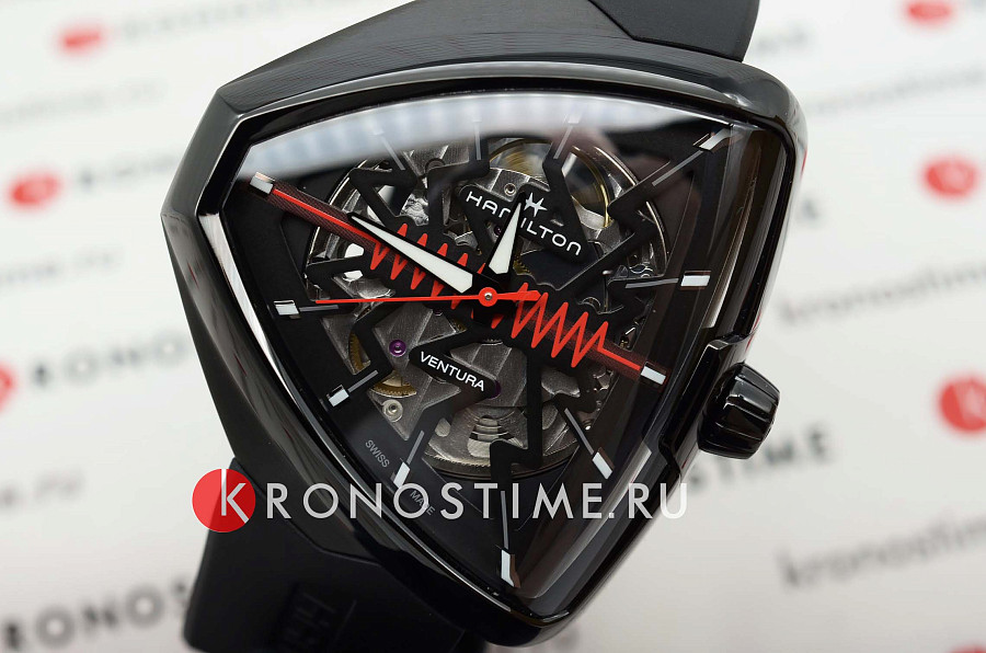 Часы Hamilton Ventura Elvis80 Skeleton Auto H24535331 — мужские, черный