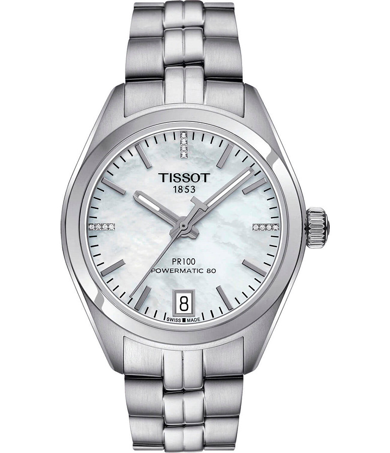 Часы Tissot PR 100 Powermatic 80 Lady T101.207.11.116.00 — женские, белый