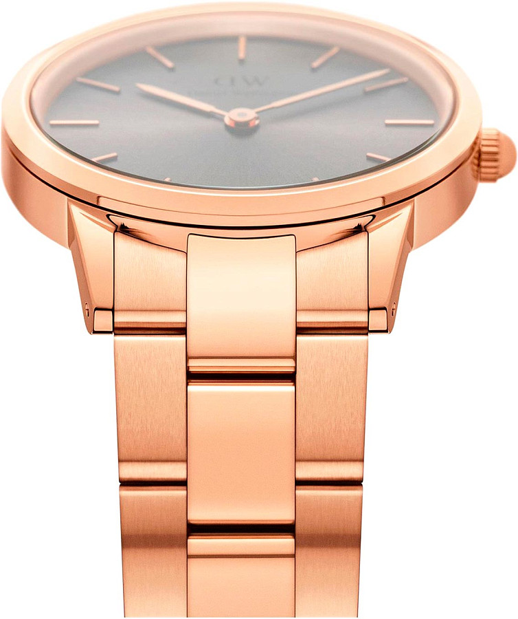 Часы Daniel Wellington Iconic Link Grey Rose Gold DW00100336 — сталь металл, Швеция