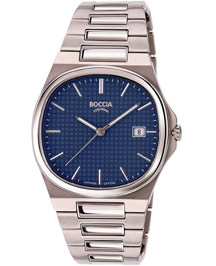 Часы Boccia Titanium Square 3657-02 — мужские, синий
