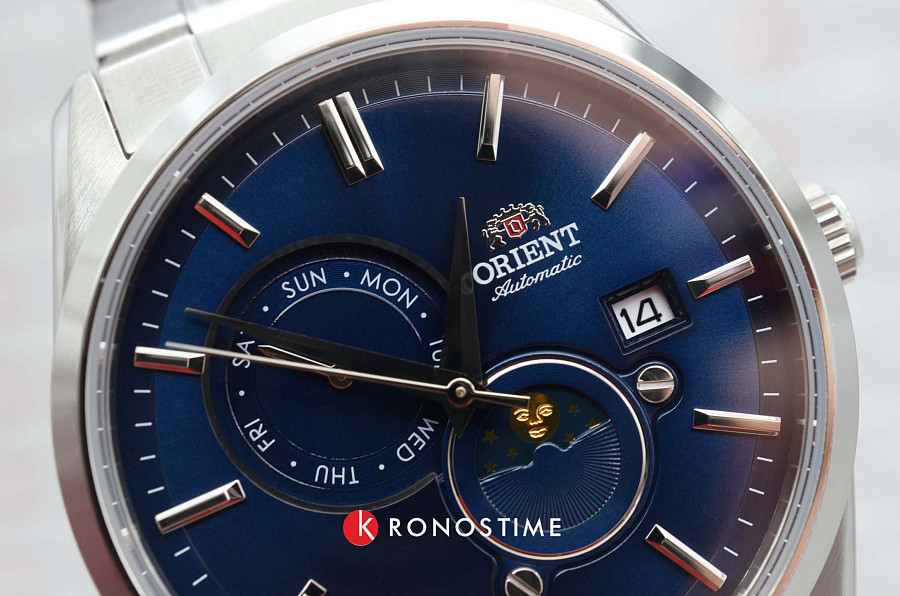 Часы Orient Sun & Moon RA-AK0308L (RN-AK0308L) — синий, металл сталь