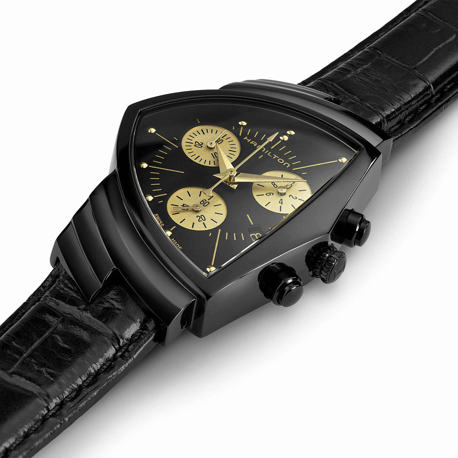 Часы Hamilton Ventura L Chrono Quartz H24402730 — механические, сталь металл