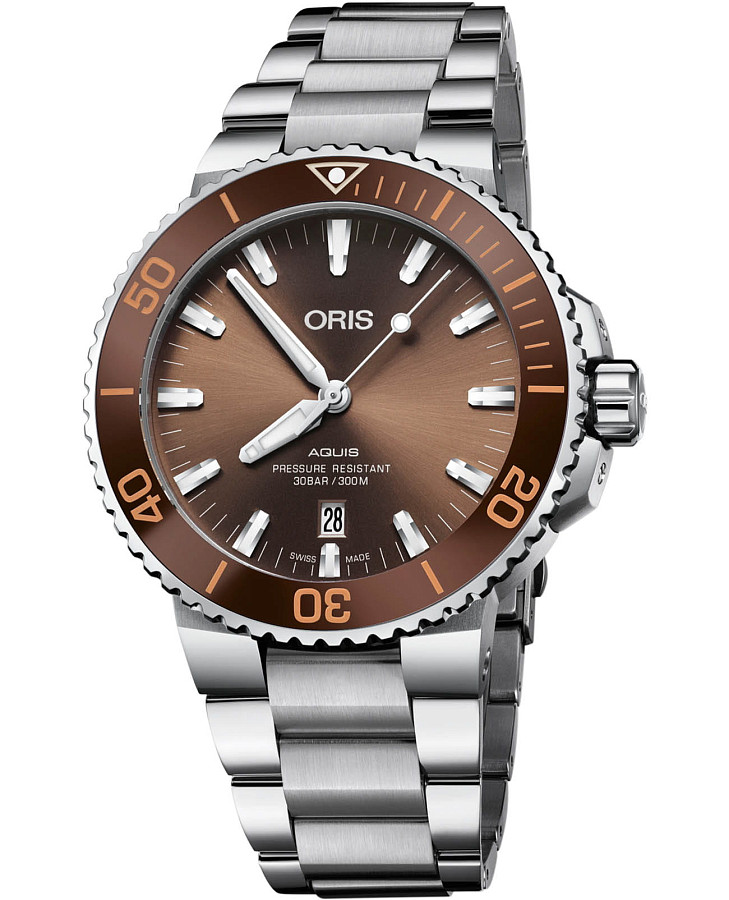 Часы Oris Aquis 01 733 7730 4152-07 8 24 05PEB — мужские, коричневый