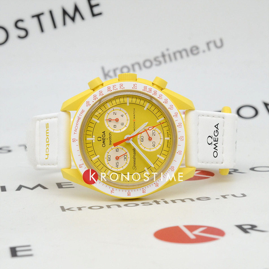 Часы Swatch x Omega Bioceramic Moonswatch Mission To the Sun SO33J100 — кварцевые, биокерамика