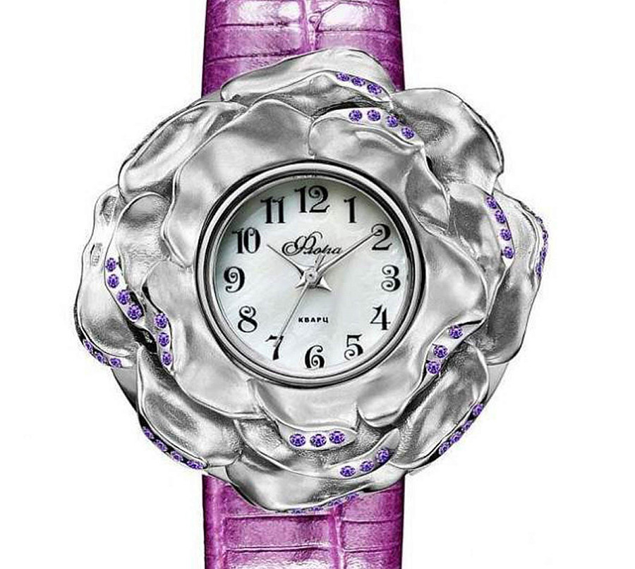 Часы УЧЗ Flora 1143S2-B6L2-12 Роза — кварцевые, латунь