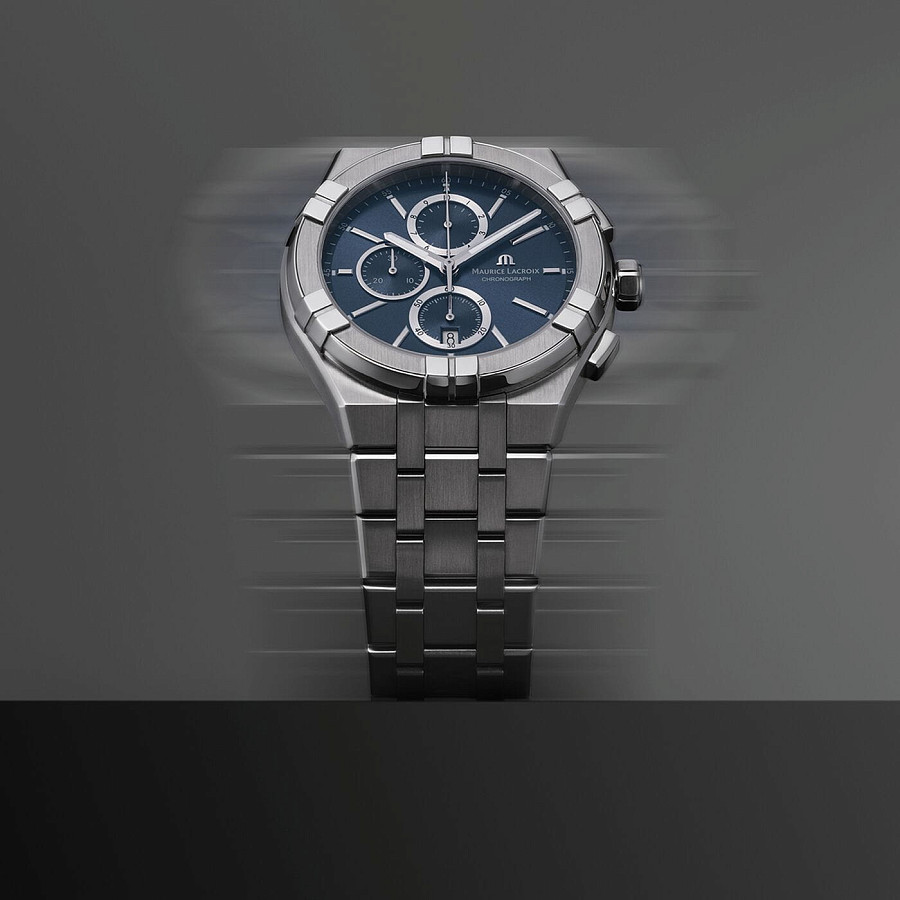 Часы Maurice Lacroix Aikon Quartz Chronograph AI1118-SS002-430-1 — кварцевые, Швейцария, мужские