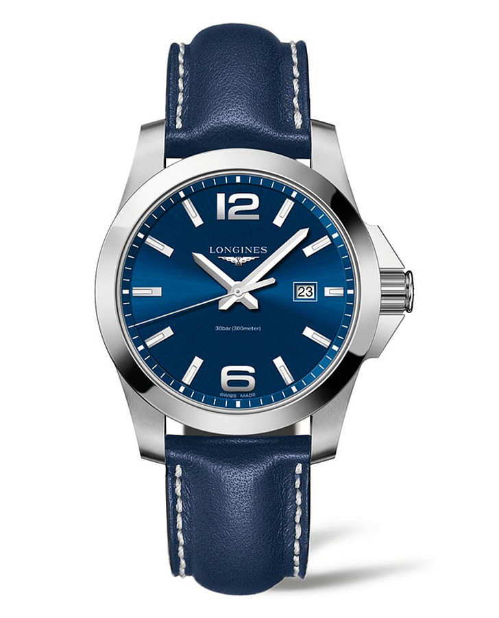 Часы Longines Conquest L3.760.4.96.7 — мужские, синий