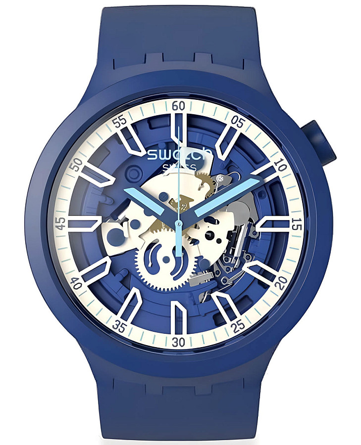 Часы Swatch Big Bold Lacquered SB01N102 — мужские, синий