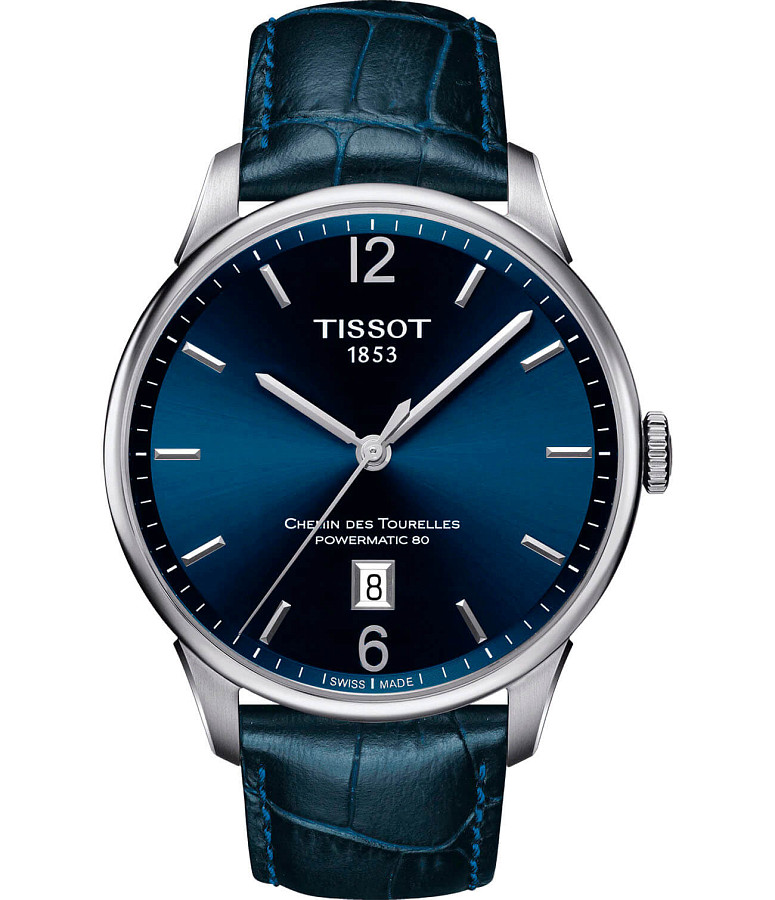 Часы Tissot Chemin des Tourelles Powermatic 80 T099.407.16.047.00 — мужские, синий