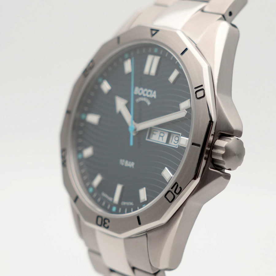 Часы Boccia Titanium 3680-03 — синий, титан
