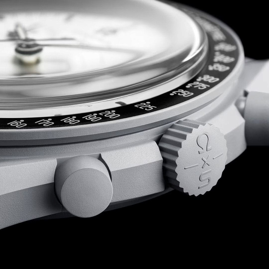 Часы Swatch x Omega Bioceramic Moonswatch 1965 SO33M106 — мужские, серый