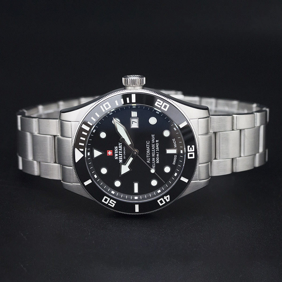 Часы Swiss Military by Chrono Diver SMA34075.01 — механические, сталь металл