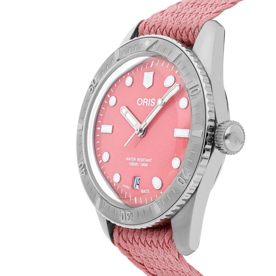 Часы Oris Divers Sixty‑Five 'Cotton Candy' 01 733 7771 4058-07 3 19 04S — сталь, Швейцария