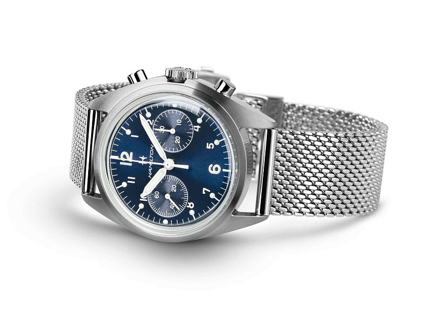 Часы Hamilton Khaki Aviation Pilot Pioneer Mechanical Chronograph 40mm H76409140 — механические, сталь металл
