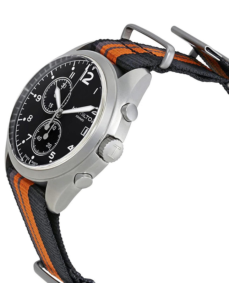 Часы Hamilton Khaki Aviation Pilot Pioneer Chrono Quartz H76552933 — кварцевые, металл сталь