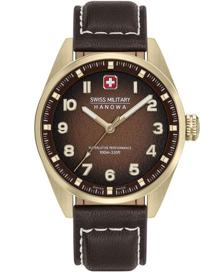 Часы Swiss Military Hanowa Greyhound SMWGA0001551 — мужские, коричневый