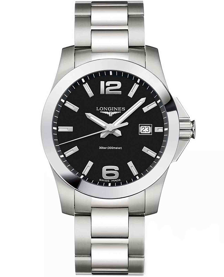 Часы Longines Conquest L3.759.4.58.6 — мужские, черный