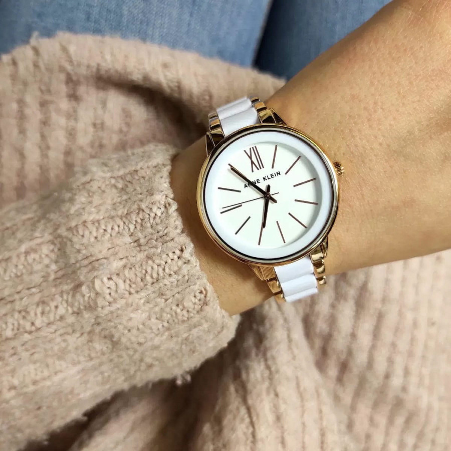 Часы Anne Klein Plastic 1412WTRG — белый, сталь металл