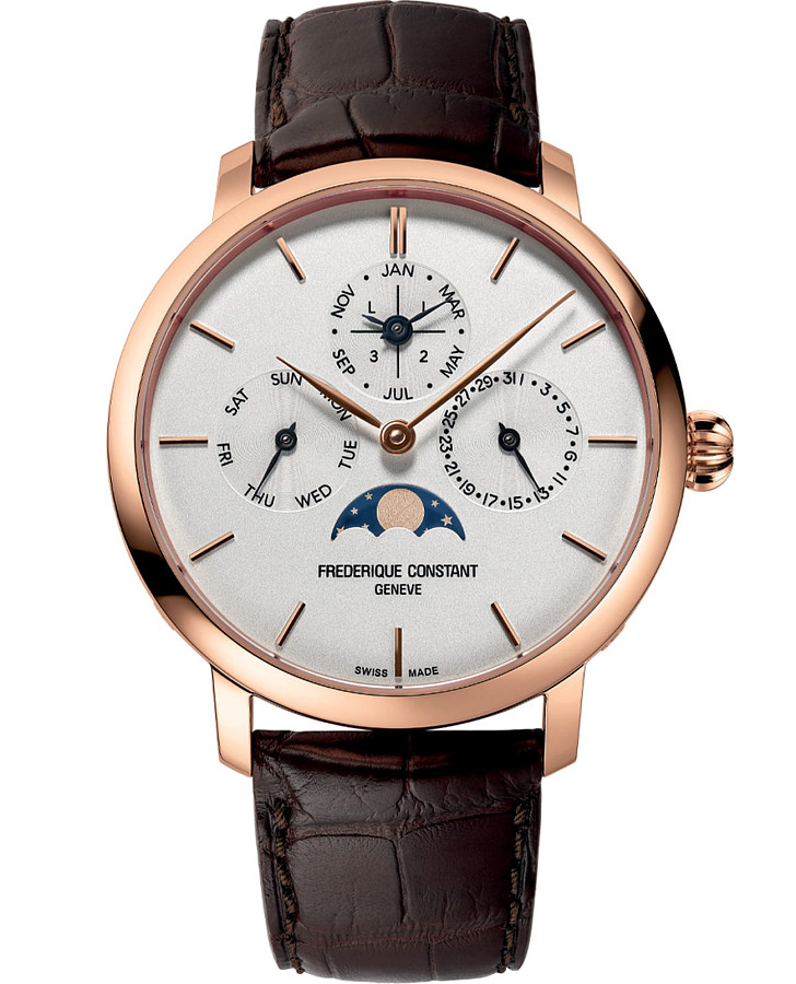 Часы Frederique Constant Slimline Perpectual Calendar Manufacture FC-775V4S4 — мужские, белый