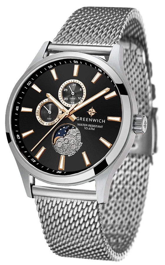 Часы Greenwich Moon Walker GW 058.19.35 — кварцевые, металл сталь