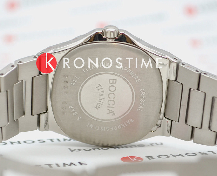 Часы Boccia Titanium Square 3657-03 — мужские, нержавеющая сталь