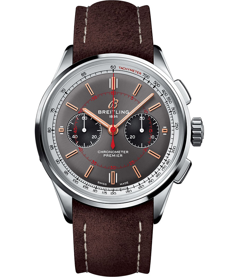 Часы Breitling Premier B01 Chronograph 42 Wheels and Waves Limited Edition AB0118A31B1X2 — мужские, серый