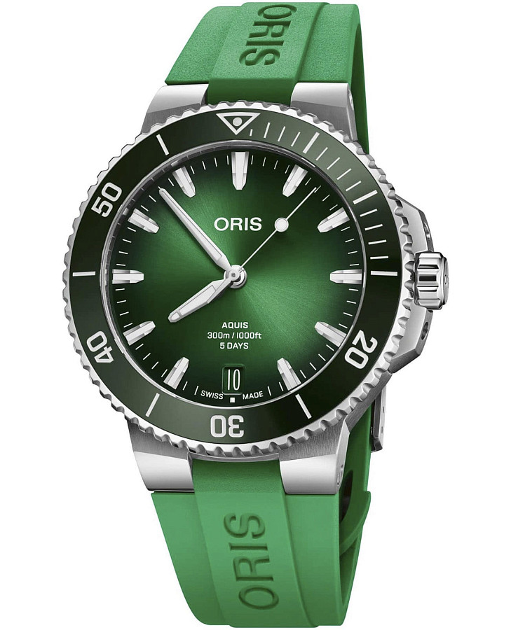 Часы Oris Aquis Date Calibre 400 01 400 7790 4157-07 4 23 47EB — мужские, зеленый