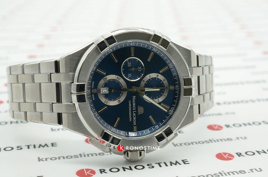 Часы Maurice Lacroix Aikon Chronograph AI1018-SS002-430-1 — кварцевые, сталь металл