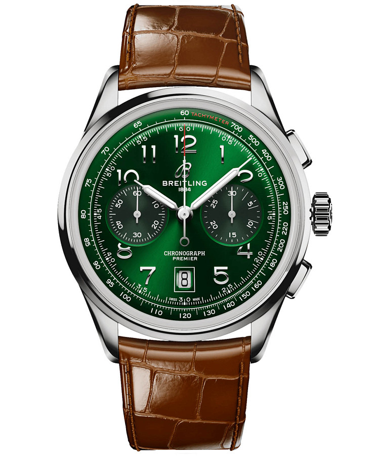 Часы Breitling Premier B01 Chronograph 42 AB0145371L1P1 — мужские, зеленый