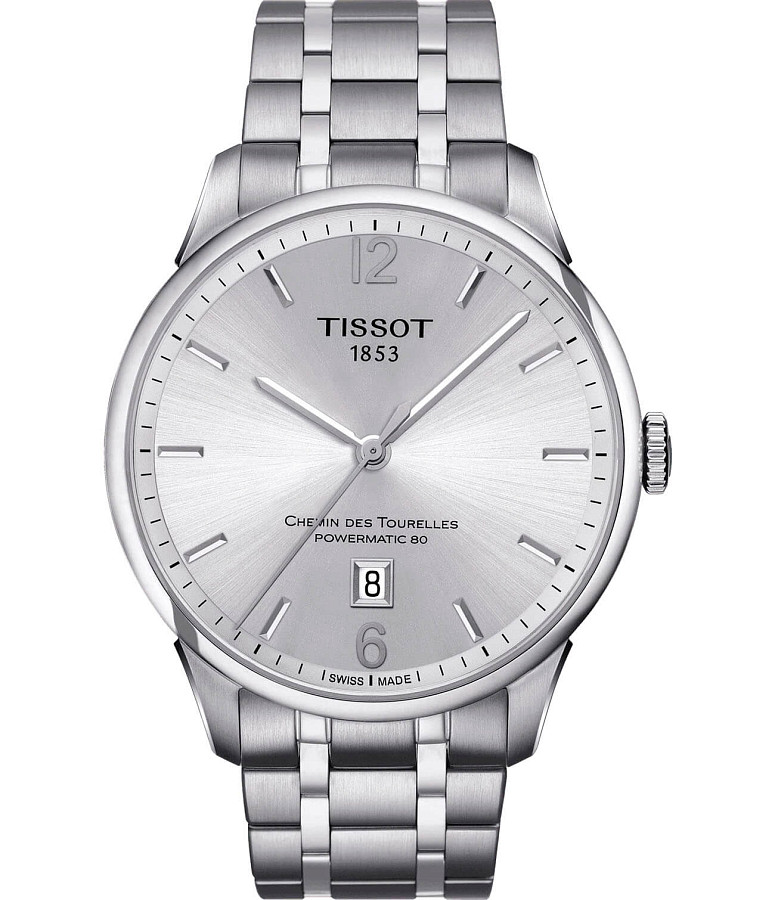 Часы Tissot Chemin des Tourelles Powermatic 80 T099.407.11.037.00 — мужские, серебристый