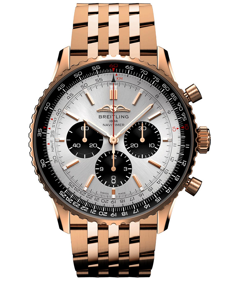 Часы Breitling Navitimer B01 Chronograph 46 RB0137241G1R1 — мужские, серебристый
