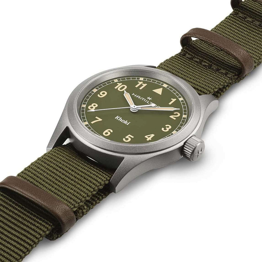 Часы Hamilton Khaki Field Quartz 38mm H69401960 — мужские, зеленый
