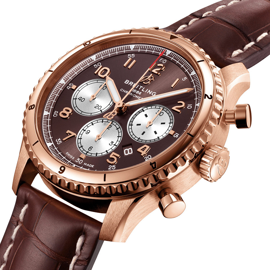 Часы Breitling Aviator 8 B01 Chronograph 43 RB0119131Q1P1 — механические, золото