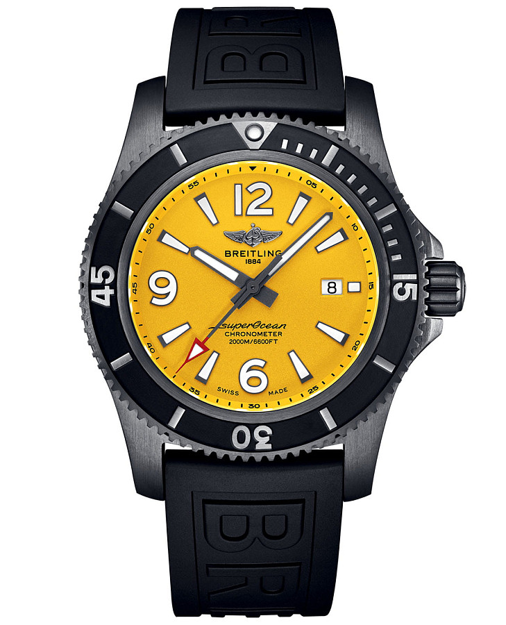 Часы Breitling Superocean Automatic 46 Black Steel M17368D71I1S1 — мужские, желтый