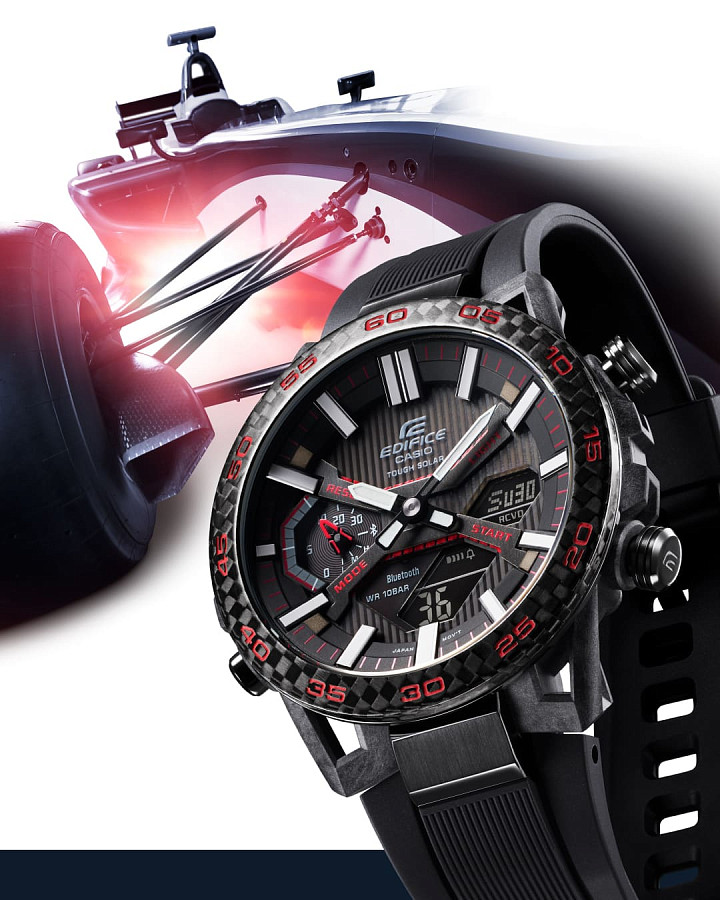 Часы Casio Edifice ECB-2000PB-1ADF (ECB-2000PB-1A) — кварцевые, металл сталь карбон