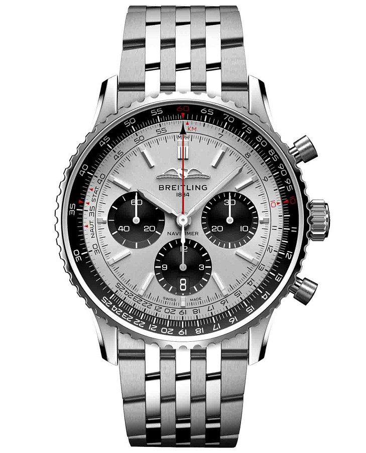 Часы Breitling Navitimer B01 Chronograph 43 AB0138241G1A1 — мужские, серебристый