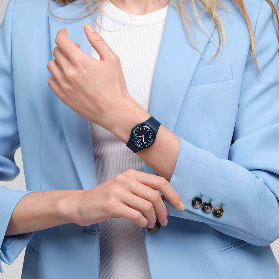 Часы Swatch Gent Biosourced Lacquered SO28N118 — мужские, синий
