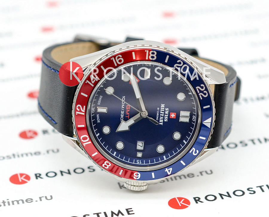 Часы Swiss Military by Chrono Quartz GMT SM34095.06 — кварцевые, металл сталь