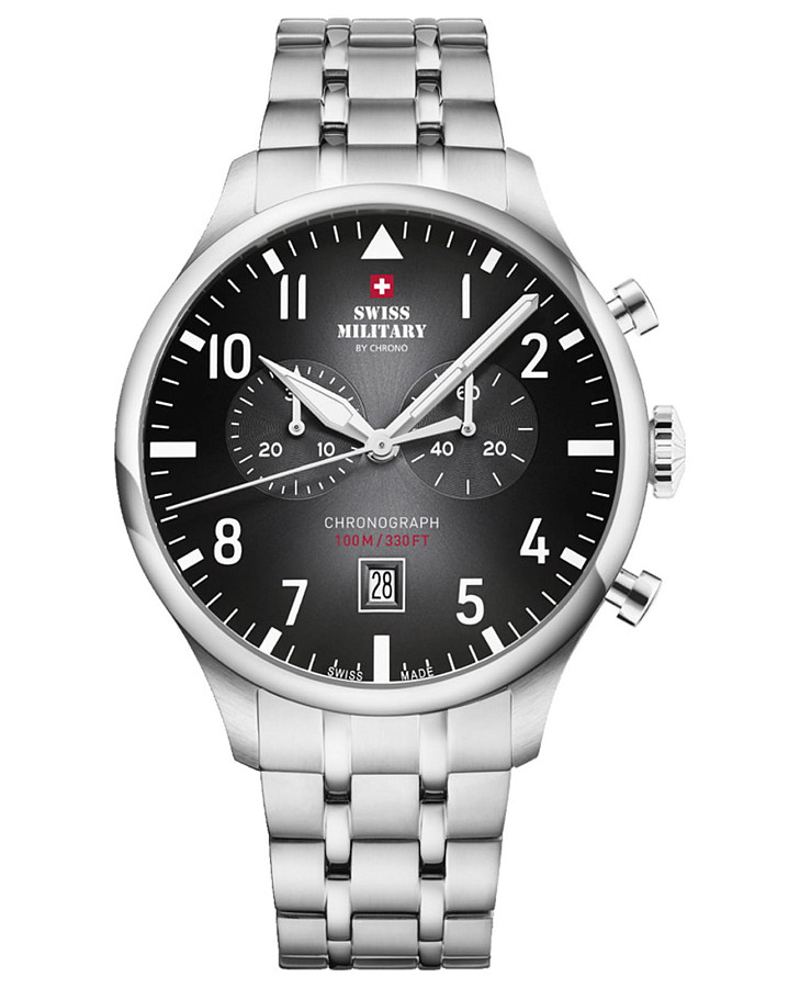 Часы Swiss Military by Chrono Vintage Chronograph SM34098.01 — мужские, черный