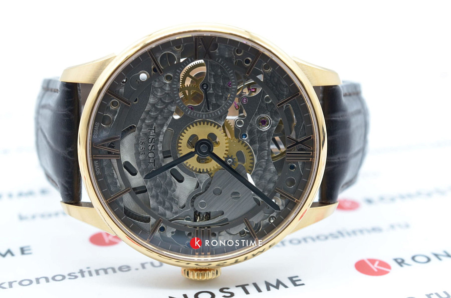 Часы Tissot Chemin des Tourelles Squelette T099.405.36.418.00 — мужские, кожаный