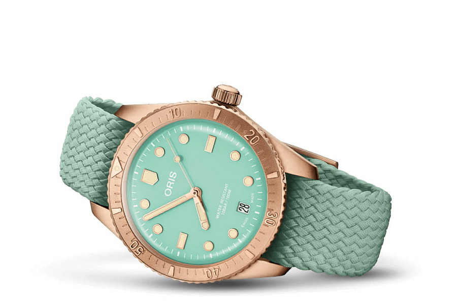 Часы Oris Divers Sixty‑Five 'Cotton Candy' 01 733 7771 3157-07 3 19 03BRS — механические, бронза
