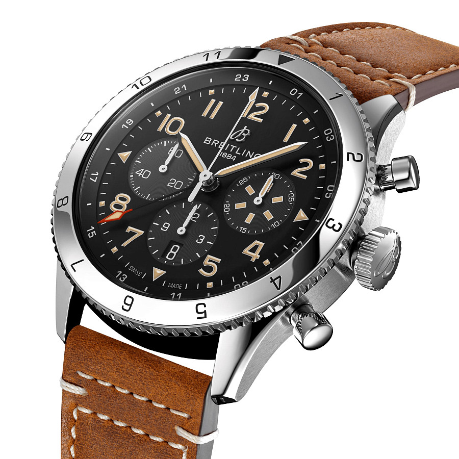 Часы Breitling Super Avi B04 Chronograph GMT 46 P-51 Mustang AB04453A1B1X1 — механические, сталь металл