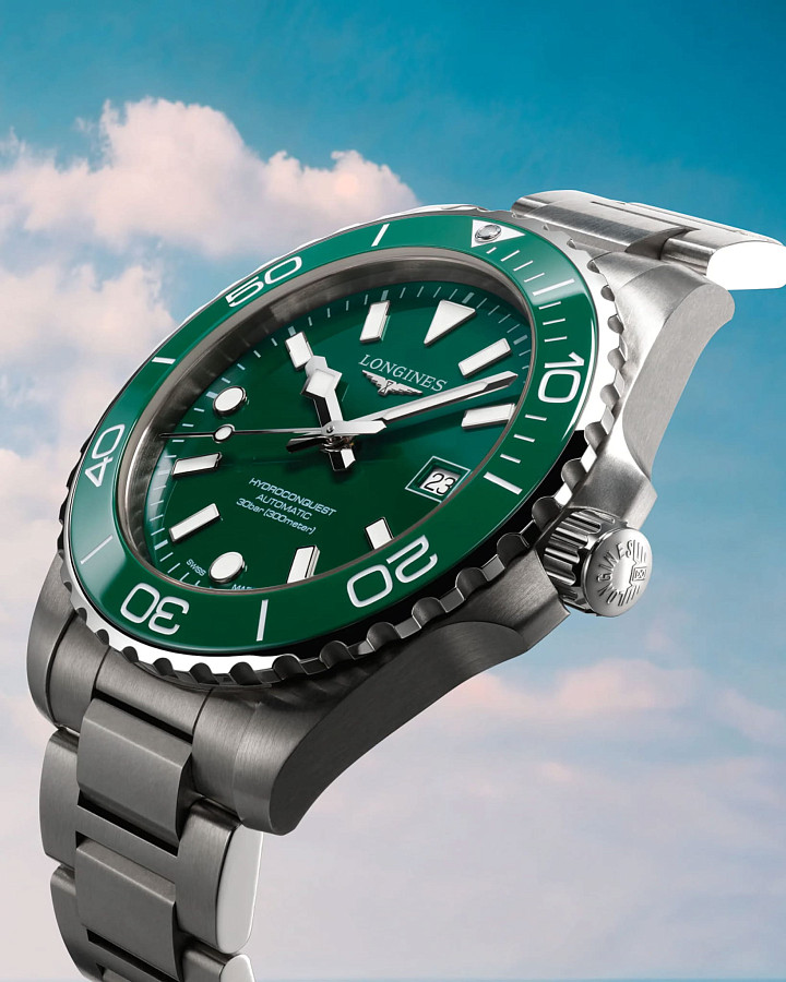 Часы Longines HydroConquest L3.788.4.06.6 — зеленый, механические