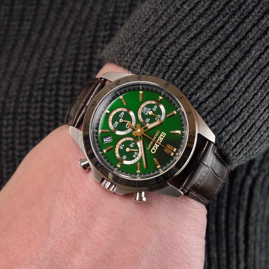 Часы Seiko Spirit Chronograph SBTR017 — сталь металл, кожаный