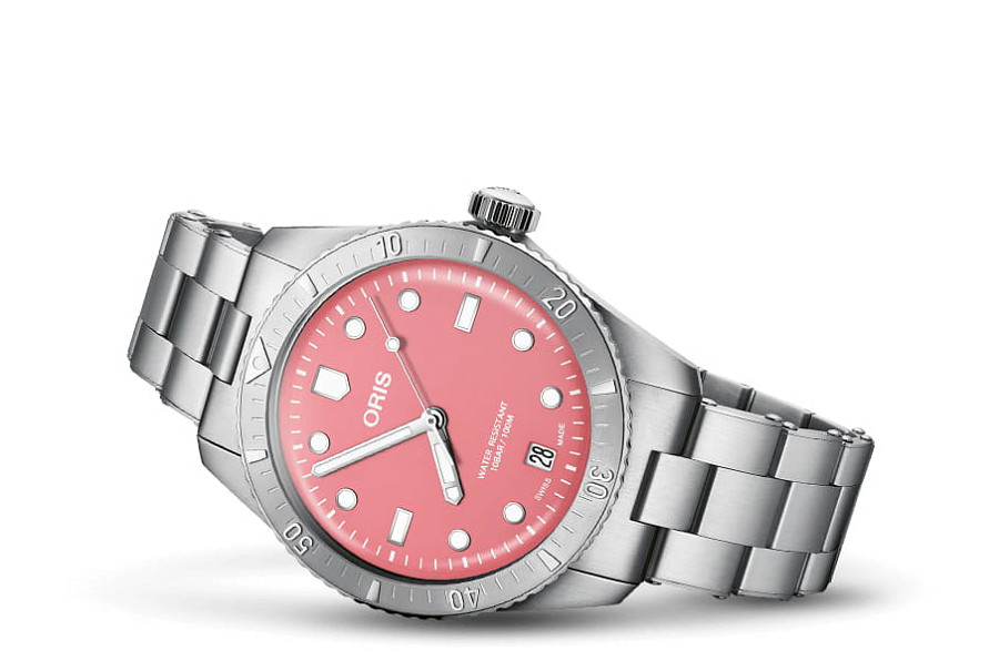 Часы Oris Divers Sixty‑Five 'Cotton Candy' 01 733 7771 4058-07 8 19 18 — механические, сталь