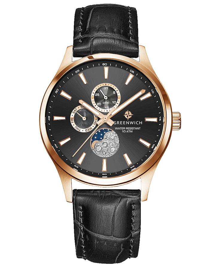 Часы Greenwich Moon Walker GW 058.41.31 — мужские, черный