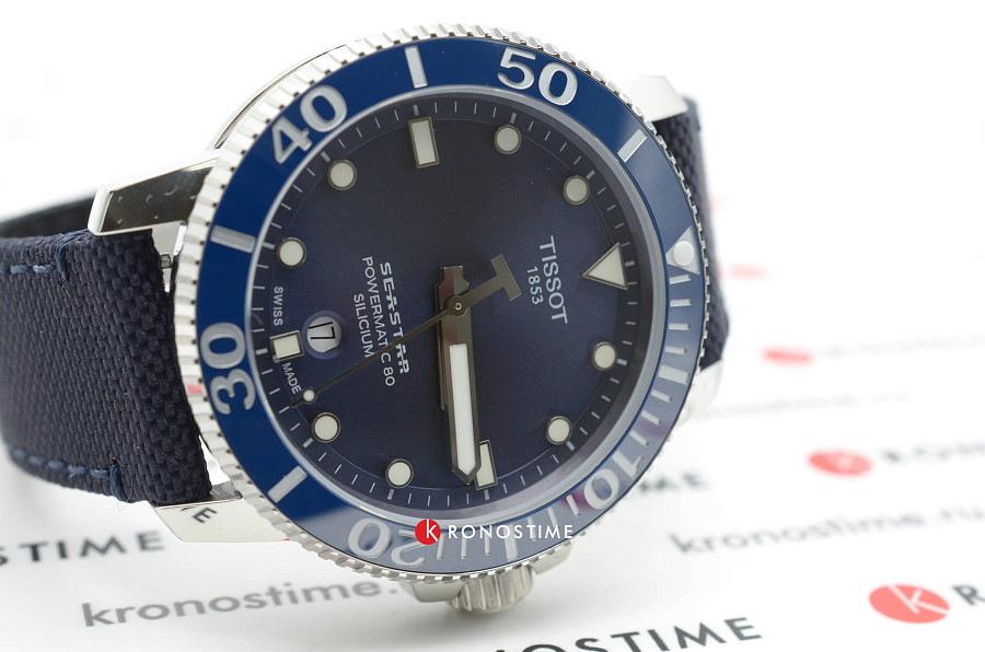 Часы Tissot Seastar 1000 Powermatic 80 Silicium T120.407.17.041.01 — тканевый, мужские