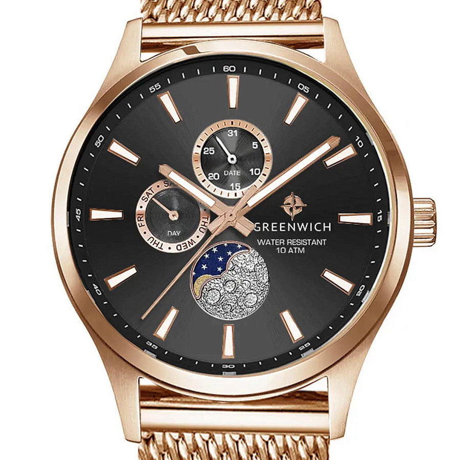 Часы Greenwich Moon Walker GW 058.49.31 — кварцевые, металл сталь