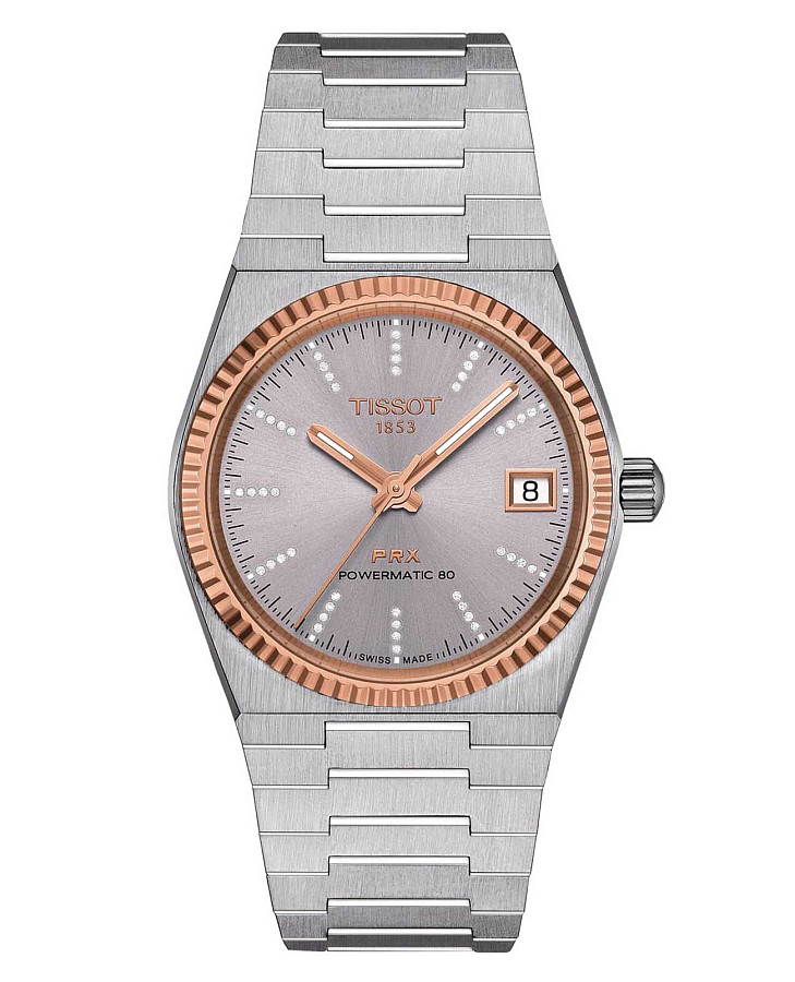 Часы Tissot PRX Powermatic 80 18K T931.207.41.336.00 — женские, серебристый